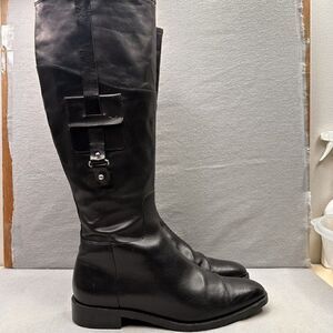 Faconnable Womens Size 9 (B) Riding Boots Black Leather Knee High Made in Italy